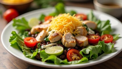  Fresh and vibrant salad with chicken and cheese