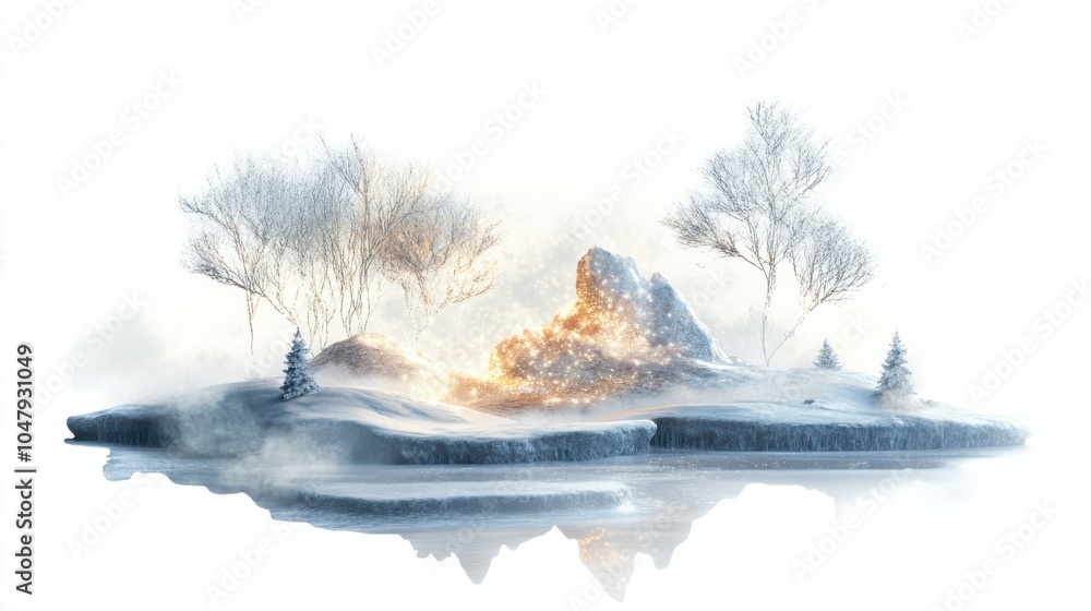 Aufkleber wintery abstract design featuring floating snow and glowing light effects, creating a frosty atmosph