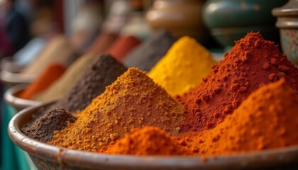  Vibrant spices in a market ready to add flavor to your dishes