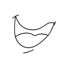 hand drawn kawaii mouth doodles isolated on white background. mouth comic element stock design