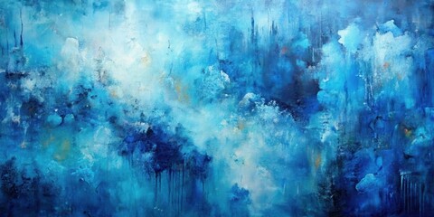 Fototapeta premium Abstract Watercolor Painting in Shades of Blue, Featuring a Mixture of Light and Dark Tones, with an Iridescent Quality and a Unique Texture