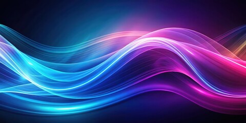 Fototapeta premium Abstract Vibrant Swirling Waves of Blue, Pink, and White Light on a Deep Blue Background