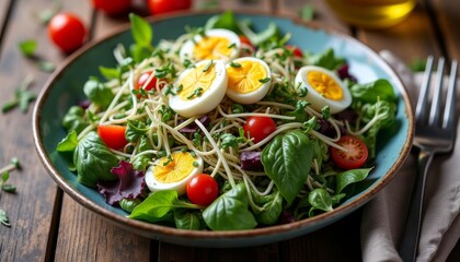  Fresh and vibrant spring salad with hardboiled eggs