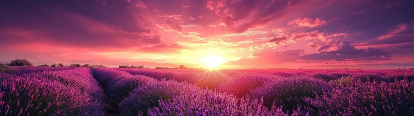 Stunning Lavender Field at Sunset