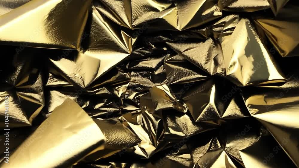 Aufkleber The shimmering gold foil features intricate crinkles and folds, creating a luxurious and reflective backdrop ideal for various artistic projects and presentations.