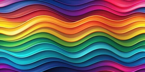 Abstract Rainbow Wave Pattern with Vivid Colors and Layered Curves