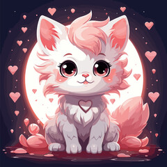 Pink Kitten with Hearts