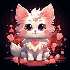 Kitten with Rose Petals