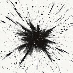 Obraz premium An abstract black ink explosion on a white background, showcasing dynamic movement and contrasting colors.