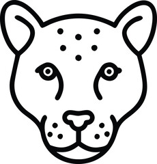 Leopard head vector Art, Icon, Logo and Graphics. Leaopard head outline and line art illustration design. Lion head black and white.
