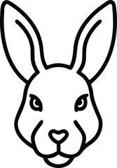 Rabbit head vector Art, Icon, Logo and Graphics. Rabbit head outline and line art illustration design. Lion head black and white.
