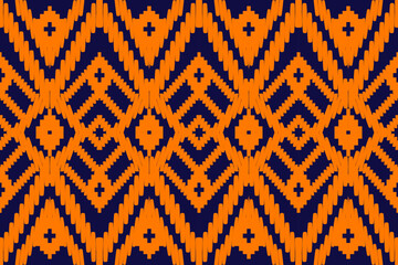 Bold Orange and Navy Diamond Pattern: Seamless Tribal Design for Vibrant Fabrics and Artistic Decor