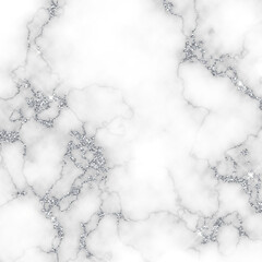 Marble Texture with Silver Glitter Accents – Glamorous Abstract Background for Digital and Print Designs