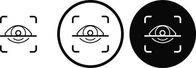 icon Retina Recognition black outline for web site design 
and mobile dark mode apps 
Vector illustration on a white background