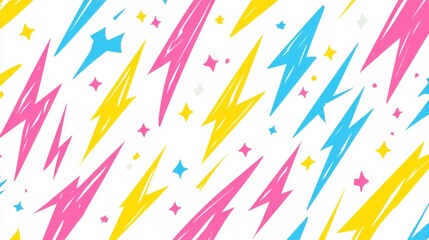 Colorful Lightning Bolt Pattern   Abstract Geometric Design with Stars
