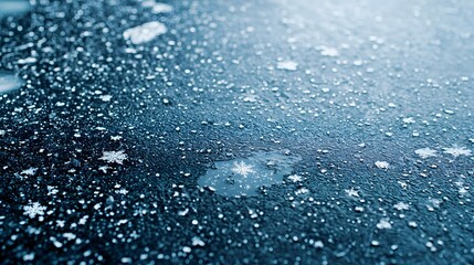 Gentle Snowflakes Falling on Calm Frozen Surface