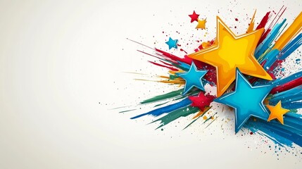 Obraz premium Colorful Starburst Background with Abstract Paint Splashes