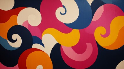 Abstract Swirl Pattern  Colorful Geometric Design  Retro 70s Style