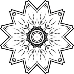 Flower Mandala Tattoo Stencil Circular Pattern in the Form of a Mandala Decorative Ornament in Ethnic Oriental Style.