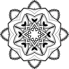Line Mandala Art Border Design Circular Pattern in the Form of a Mandala Decorative Ornament in Ethnic Oriental Style.
