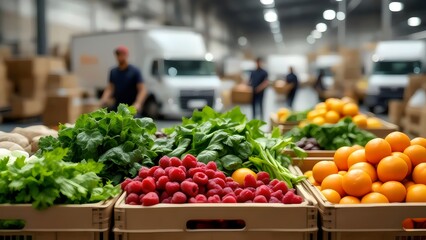 Fresh Produce Distribution: Raspberries, Oranges, Lettuce, Warehouse,food distribution
