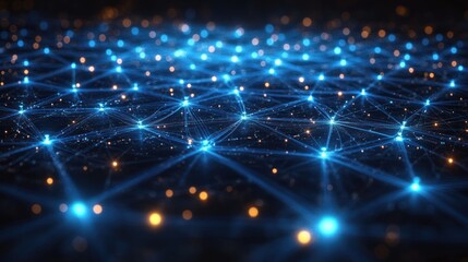 Abstract representation of interconnected networks with glowing nodes.