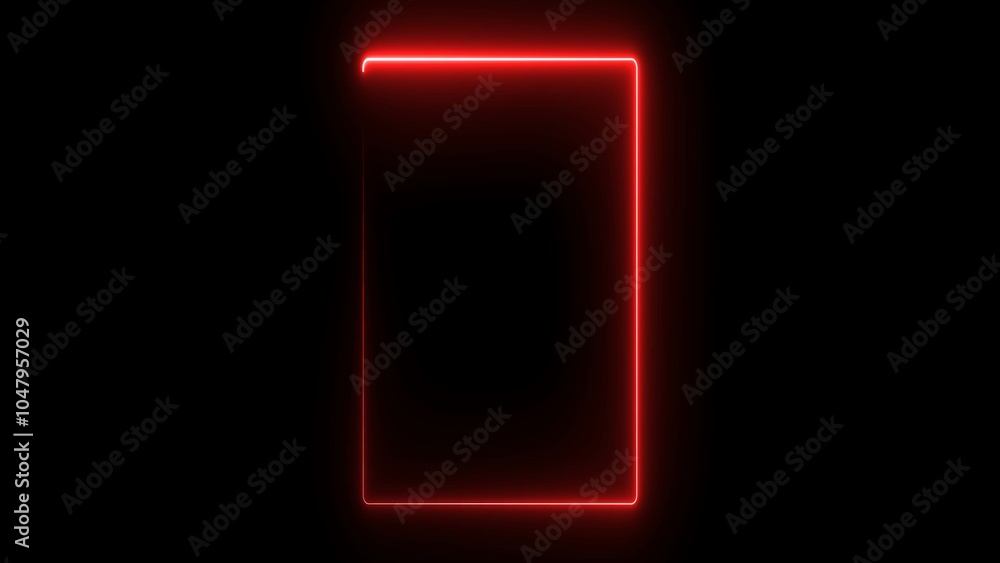 Canvas Prints glowing red neon line rectangle frame background 4k illustration.