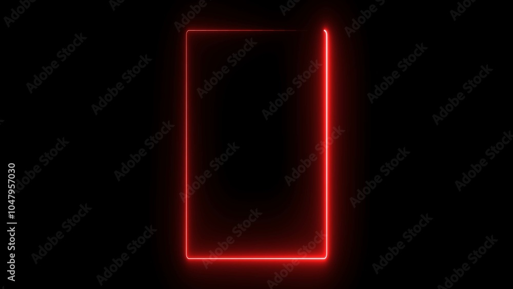 Canvas Prints abstract neon line glowing rectangle frame background 4k illustration.