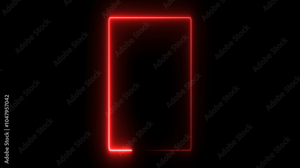Canvas Prints abstract neon line glowing rectangle frame background 4k illustration.