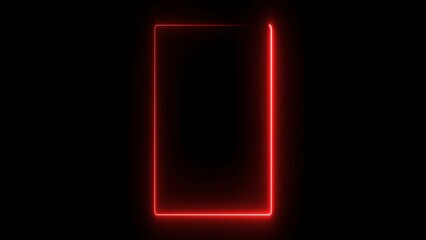 Abstract neon line glowing rectangle frame background 4k illustration.