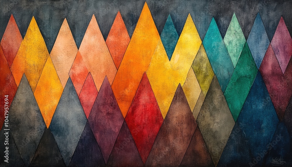 Poster abstract geometric background with colorful triangles. use as a backdrop for presentations, websites