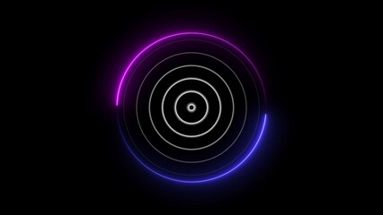 Neon circle radar technology Radio wave frequency background. Radio station signal icon illustration.