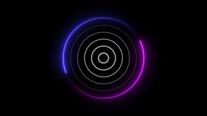 Neon circle radar technology Radio wave frequency background. Radio station signal icon illustration.