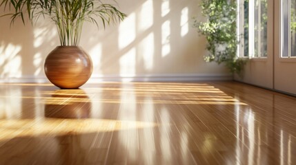 Sunlight Streaming Through a Window onto Hardwood Floor
