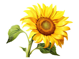 Naklejka premium Bright Yellow Sunflower Bloom Isolated on White Summer and Agriculture Concept