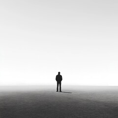 Obraz premium A Solitary Figure Standing on a Vast, Empty Landscape
