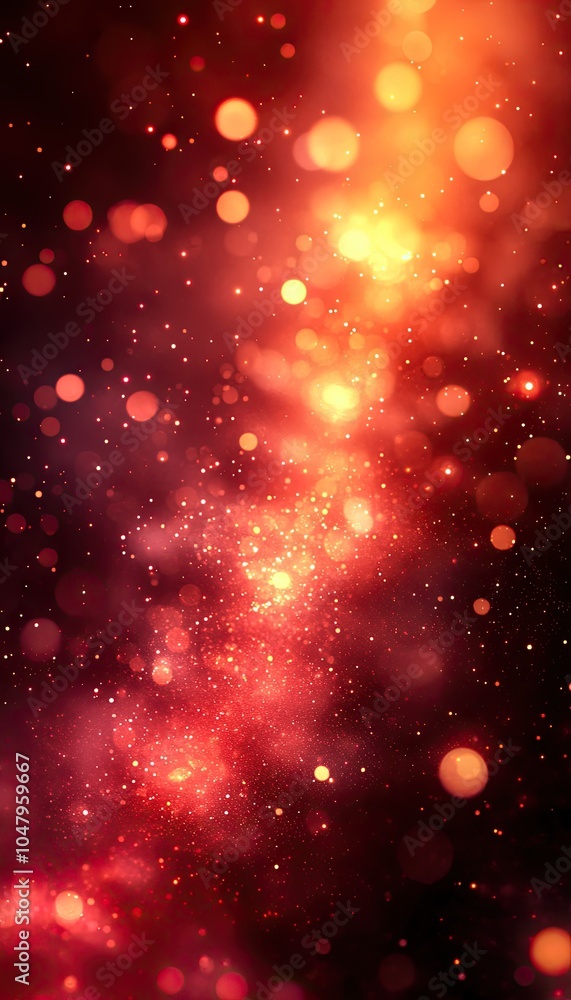 Poster abstract bokeh background with red and gold lights. ideal for festive and celebratory designs, addin