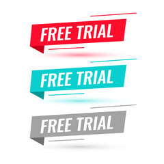 set of free trial offer ribbon background design