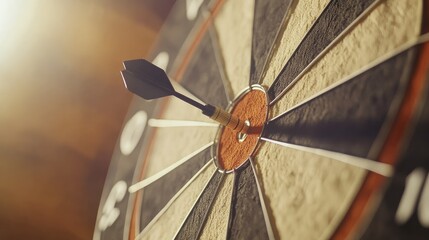 Dartboard Focus with Dart Aiming at Bullseye