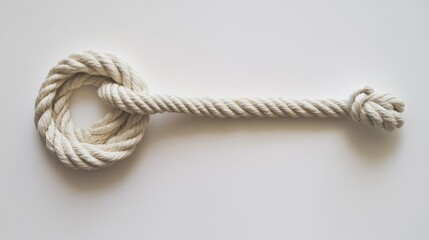 Coiled White Rope on Plain Background
