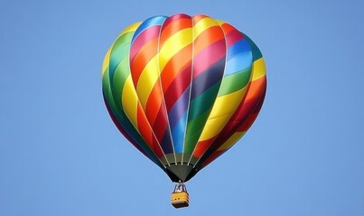 Naklejka premium A vibrant hot air balloon soaring through a clear blue sky, symbolizing adventure and leisure.