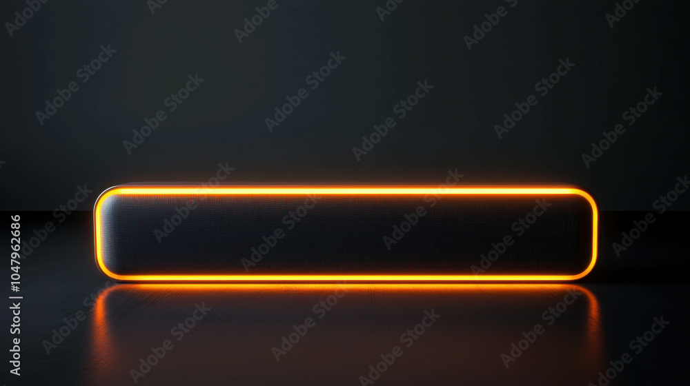 Poster neon glowing border with 3d effect above dark background
