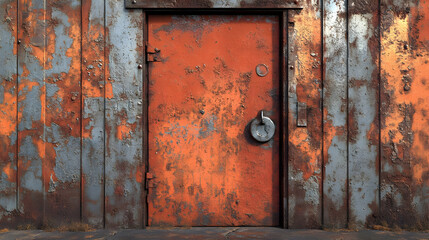 Rusty Metal Door and Wall - Industrial Background
