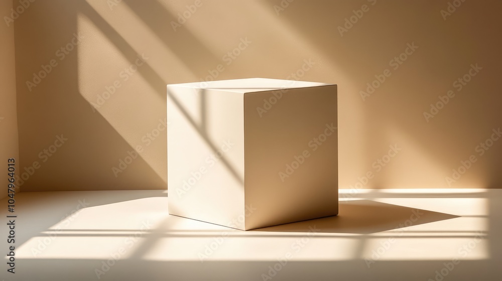 Poster minimalist cube in soft lighting and shadows