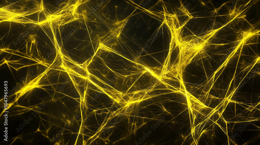 Poster intricate yellow glowing threads intertwining design