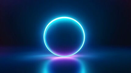 Glowing Neon Circle on Dark Background. Illustration  background for presentation and wallpaper