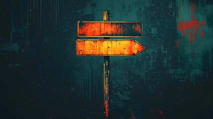 Grunge Signpost with Blank Arrows. Illustration  background for presentation and wallpaper