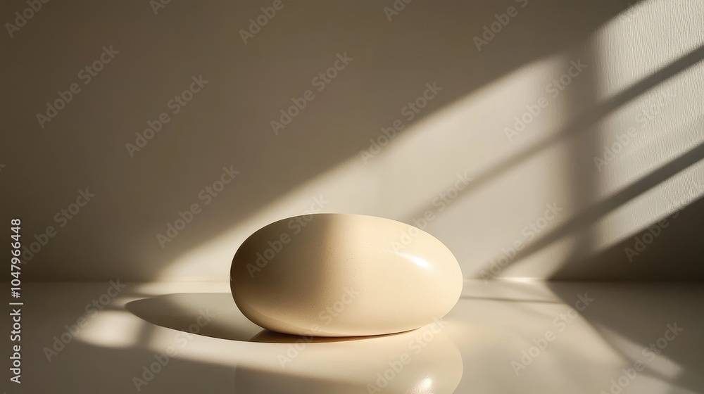 Poster smooth object resting in soft light and shadows