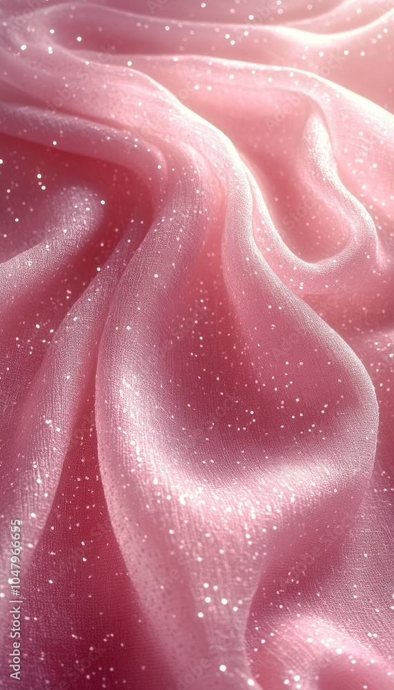 Poster sparkling pink fabric with light reflections. perfect for adding a touch of glamour and elegance to 