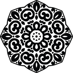 Mandala Flower Drawing Circular Pattern in the Form of a Mandala Decorative Ornament in Ethnic Oriental Style.